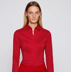 Classic Red Women's Button-Up Shirt Boss By Hugo Boss US 10